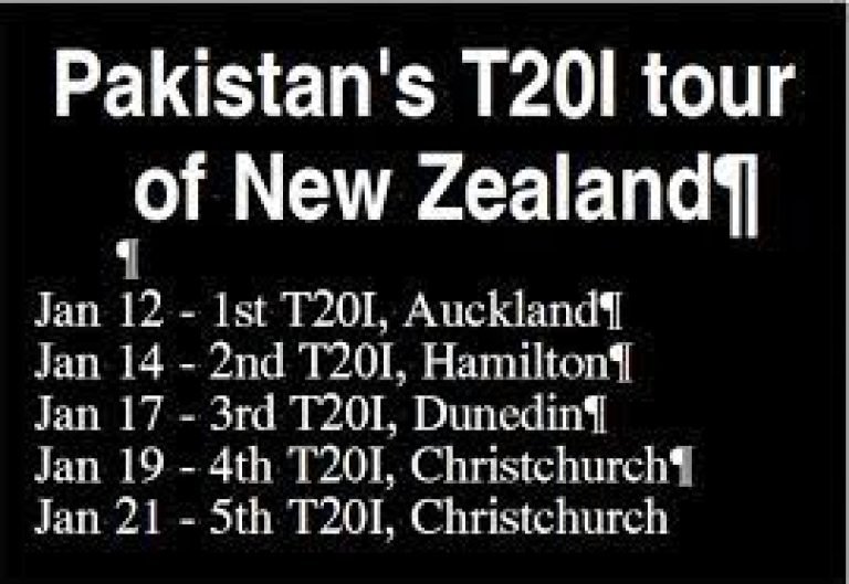 Pakistan vs New Zealand schedule for t20 series 2024